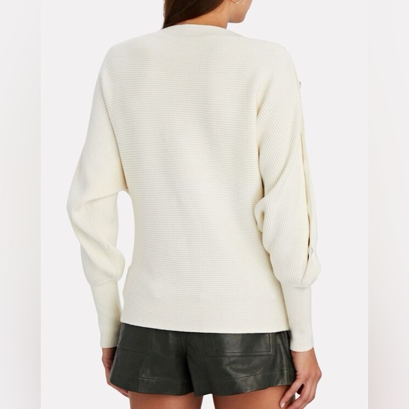 INTERMIX Breanne Cotton-Cashmere Sweater in Ivory - Picture 2 of 8
